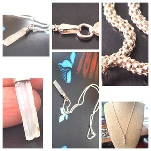 Sterling silver necklace with selenite pendant 9 inch drop